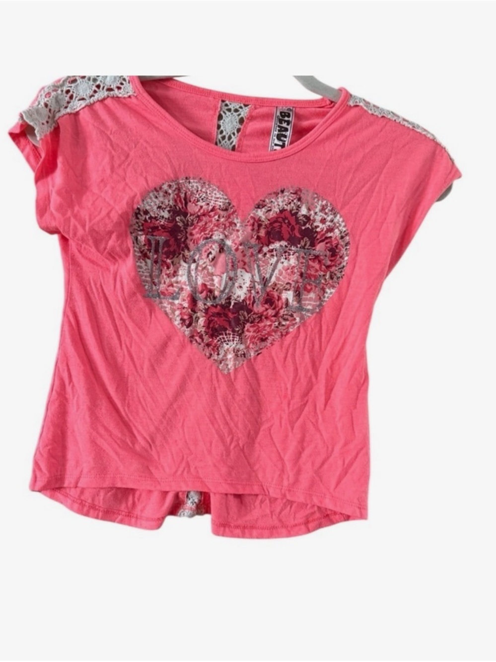 Beautees Coral Heart Graphic Crop Tank - Picture 8 of 9